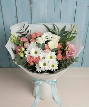 Букет цветов из:  Розы, Лизиантусы и Хризантемы в Павловске Алтайского края