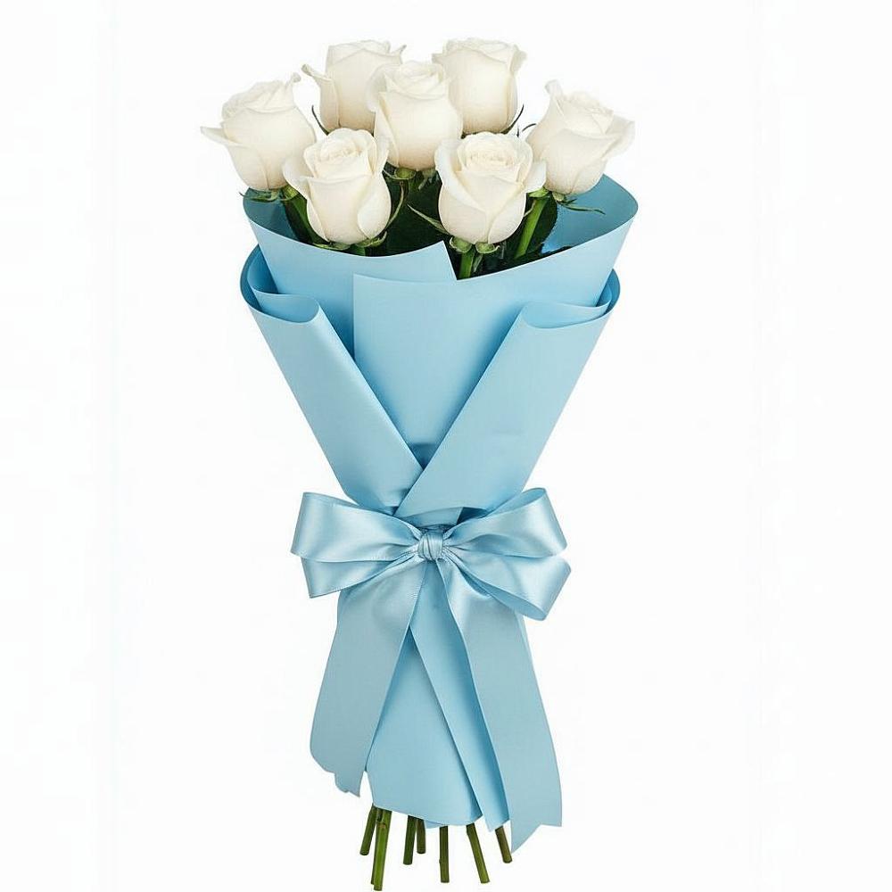 Букет 7 белых роз Проуд в Павловске Алтайского края