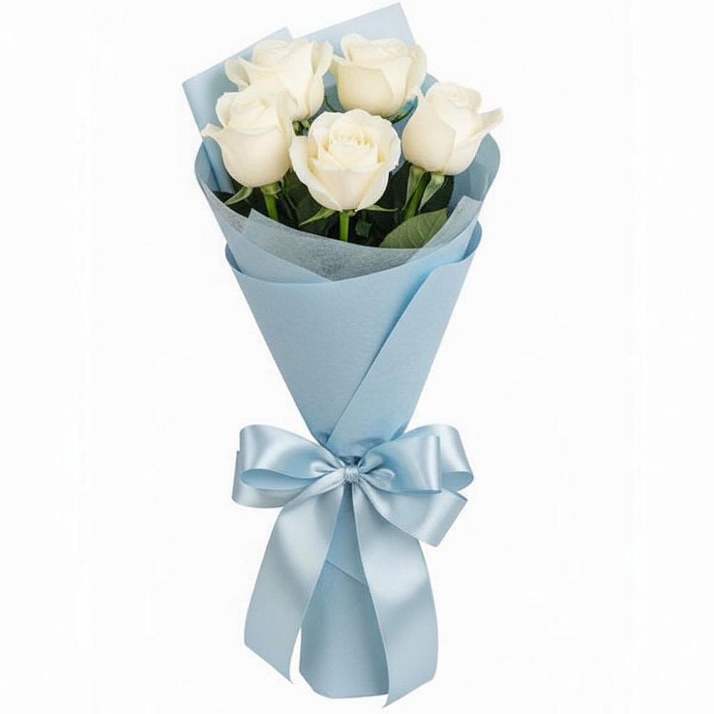 Букет 5 Белых роз Проуд в Павловске Алтайского края