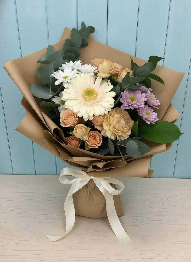 Букет цветов из: Герберы и Хризантемы в Павловске Алтайского края