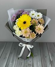 Букет цветов из:  Розы, Герберы и Хризантемы в Павловске Алтайского края