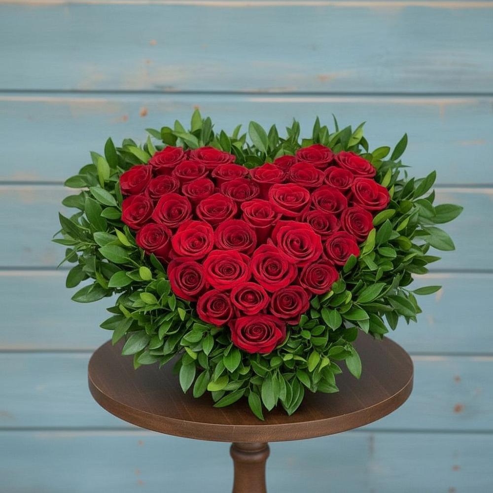 Цветочная композиция из Розы в виде сердца в Павловске Алтайского края