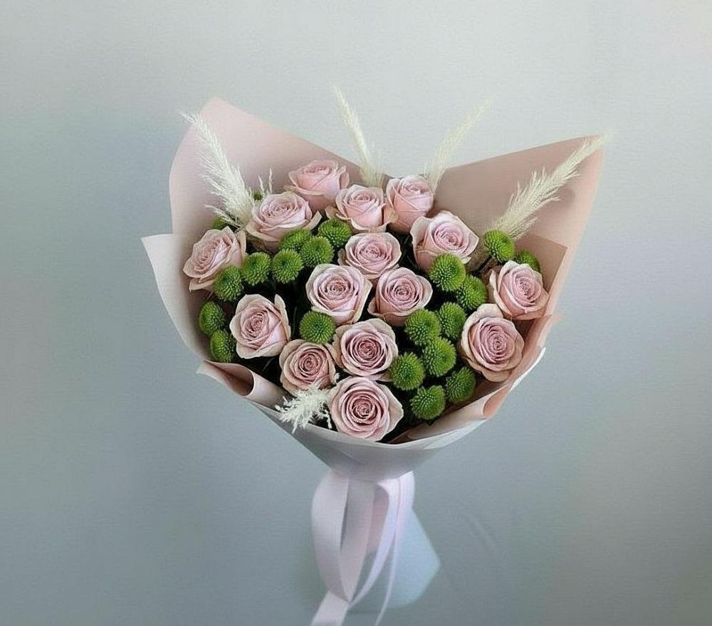Букет цветов из: Розы и Хризантемы в Павловске Алтайского края