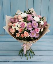 Букет цветов из:  Хризантемы, Розы и Альстромерии в Павловске Алтайского края