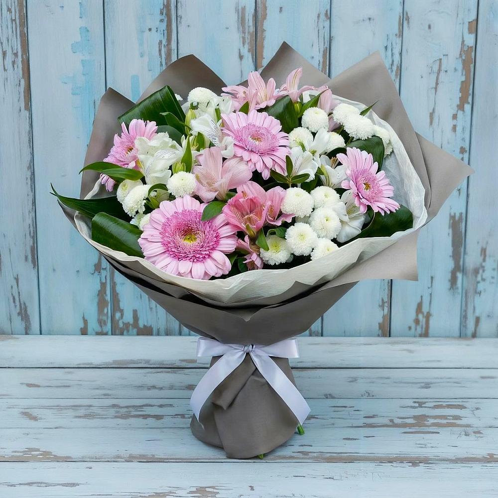Букет цветов из: Герберы, Альстромерии и Хризантемы в Павловске Алтайского края
