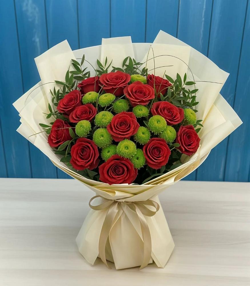 Букет цветов из: Розы и Хризантемы в Павловске Алтайского края