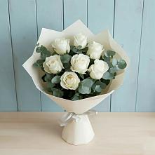 Букет Белые розы в Эвкалипте #REPLACE_PRED# Павловске Алтайского края